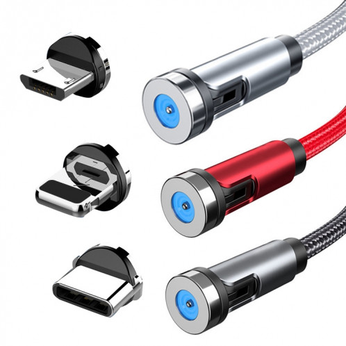 Câble de chargement de données rotatif CC56 USB vers Type-C / USB-C à interface magnétique avec prise anti-poussière, longueur du câble : 2 m (argent) SH502C1680-06